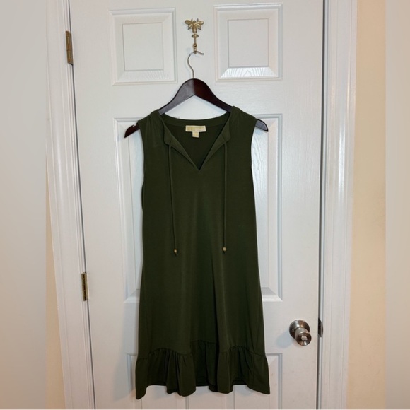 Michael Kors Dresses & Skirts - Michael Kors dress size medium ruffle trim Olive Green Sleeveless